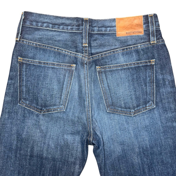Madewell Rivet & Thread Jeans Size 24 Blue Cropped frayed ankle Denim - Picture 8 of 9